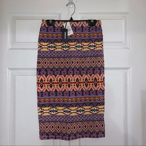 NEW Mid length Fitted Skirt Navajo Print NWT